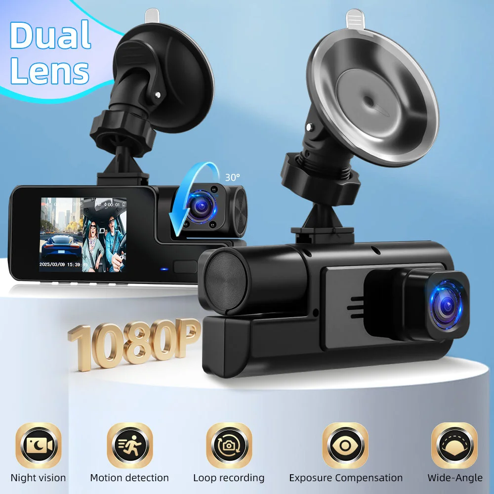Caméra embarquée double canal avec une résolution de 150 °   Objectif ultra grand angle, un écran IPS de 2 pouces, un capteur G, mode stationnement et enregistrement en boucle