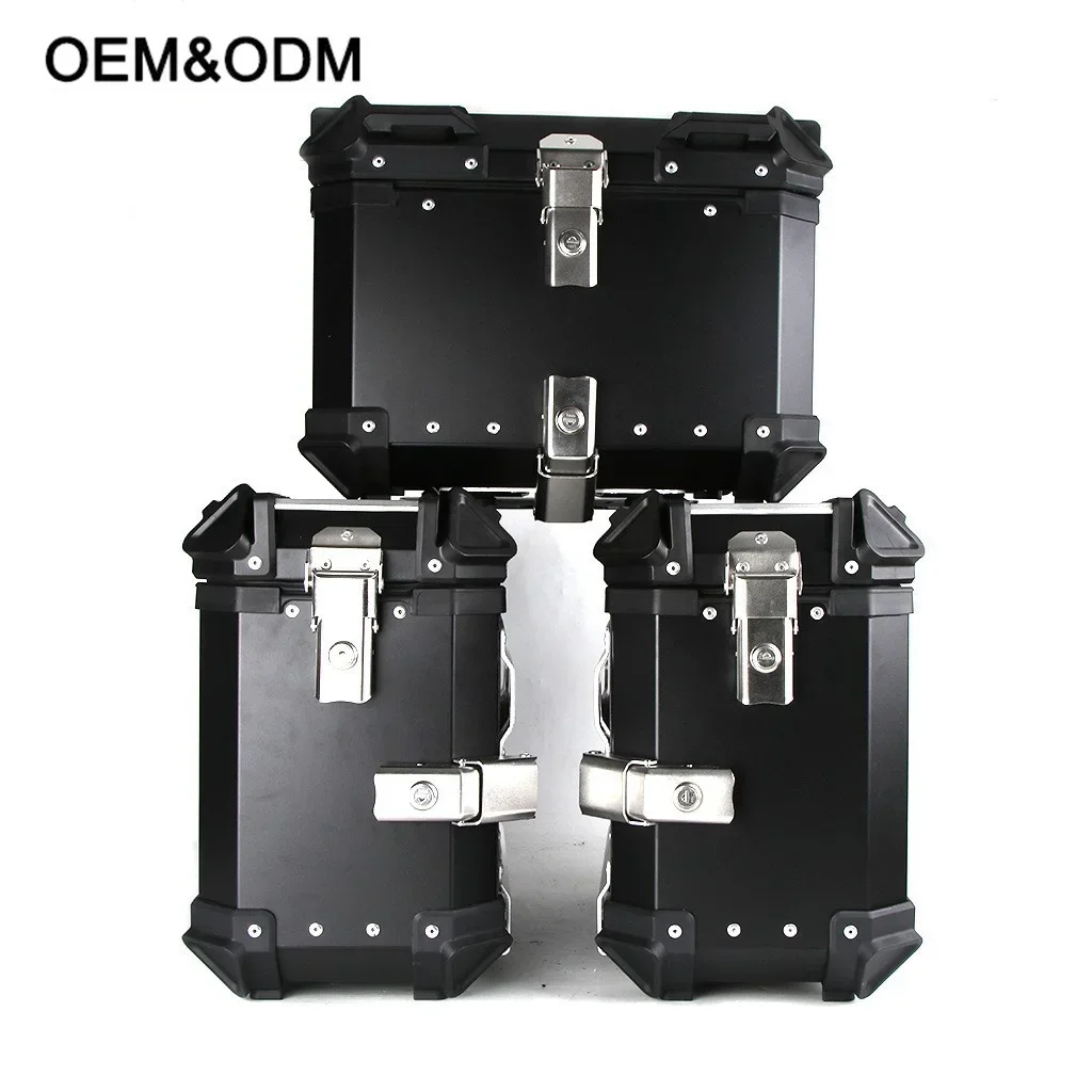 Custom Universal Storage Luggage Cases 45L Aluminum Motorcycle Top Box Trunk 38L Side Box For Motorbike