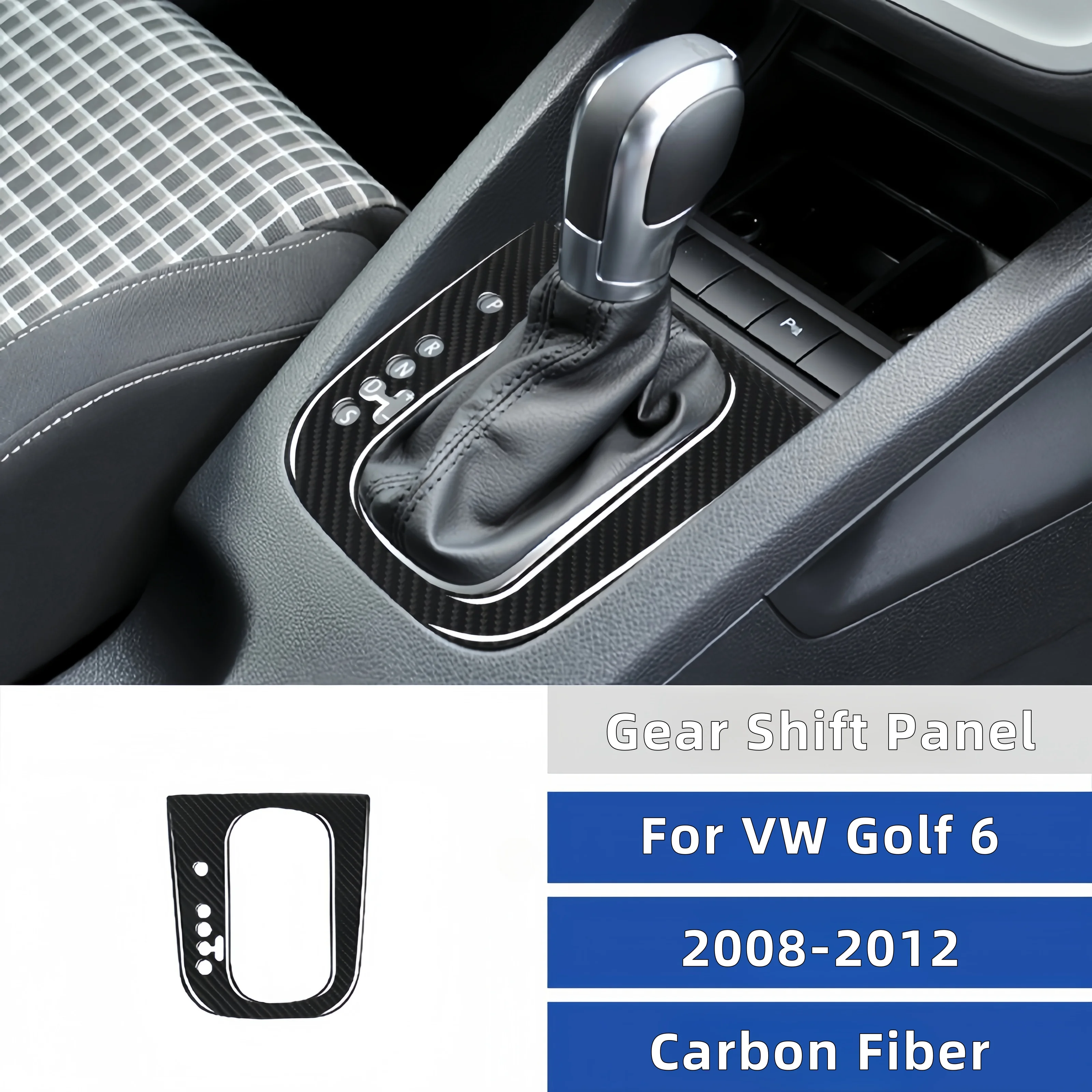 

For VW Golf 6 Gti R MK6 2008-12 Carbon Fiber Car Central Control Gear Shift Panel Trim Cover Decorative Sticker Auto Accessoires