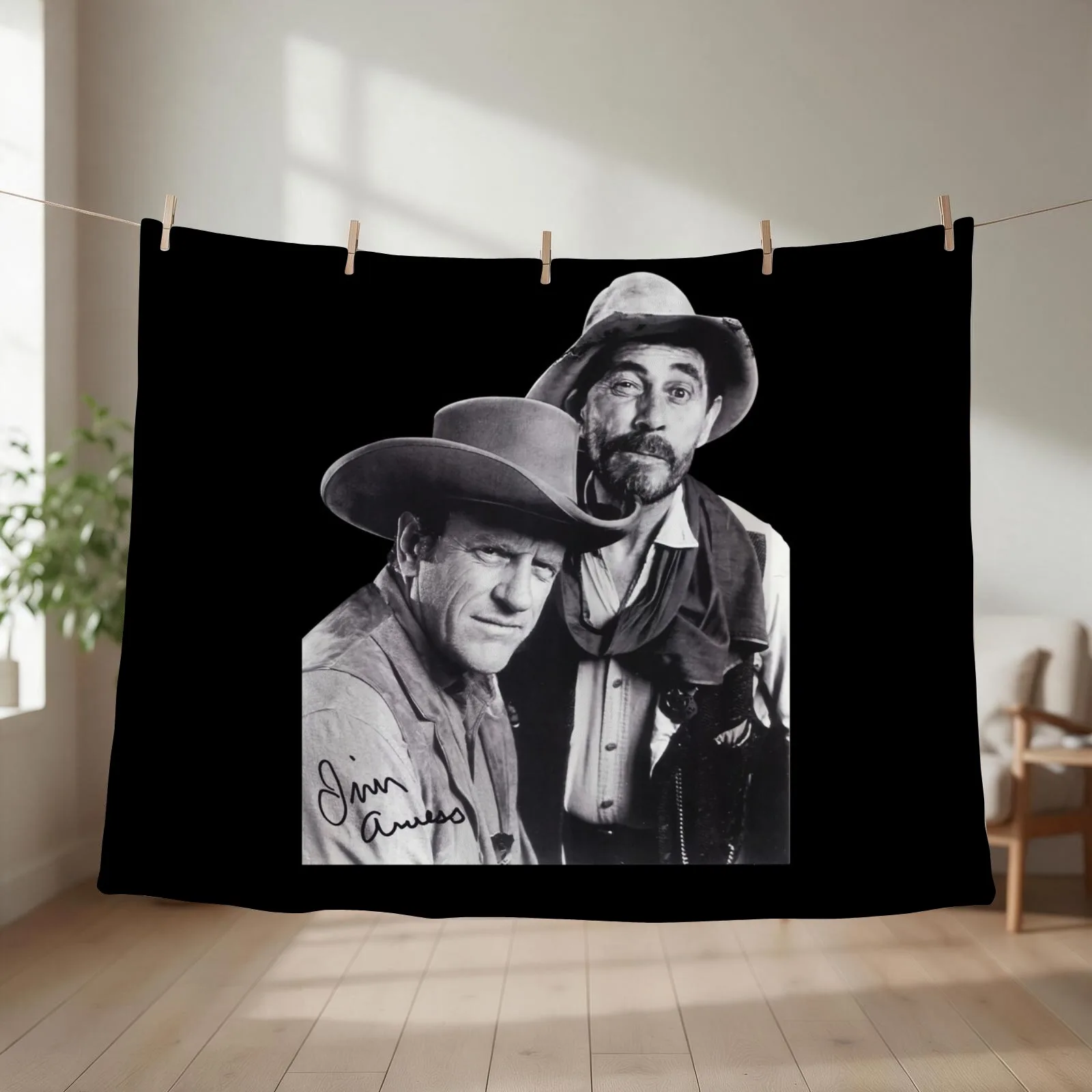Gunsmoke Series James Arness And Matt Dillon Throw Blanket couch cozy soft plush fuzzy picnic outdoor blanket
