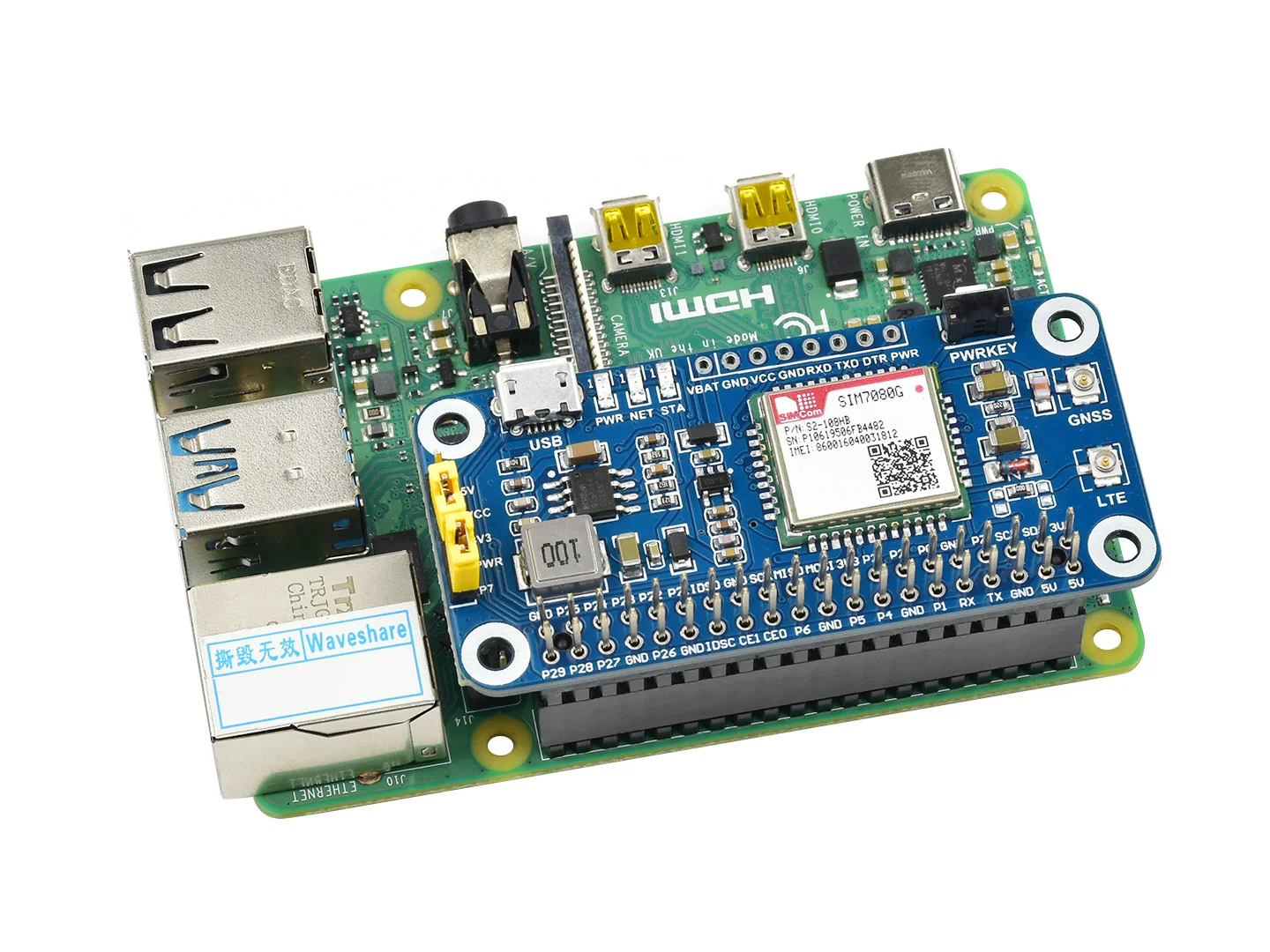 Global Version NB-IoT Cat-M eMTC GNSS Expansion Board for Raspberry Pi, GPS GLONASS Beidou Galileo, IoT Development Board for Ar