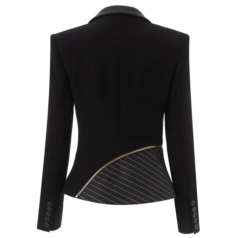 New Fashion Long Sleeve Turn-Down Collar Coat Patchwork Suit Coat