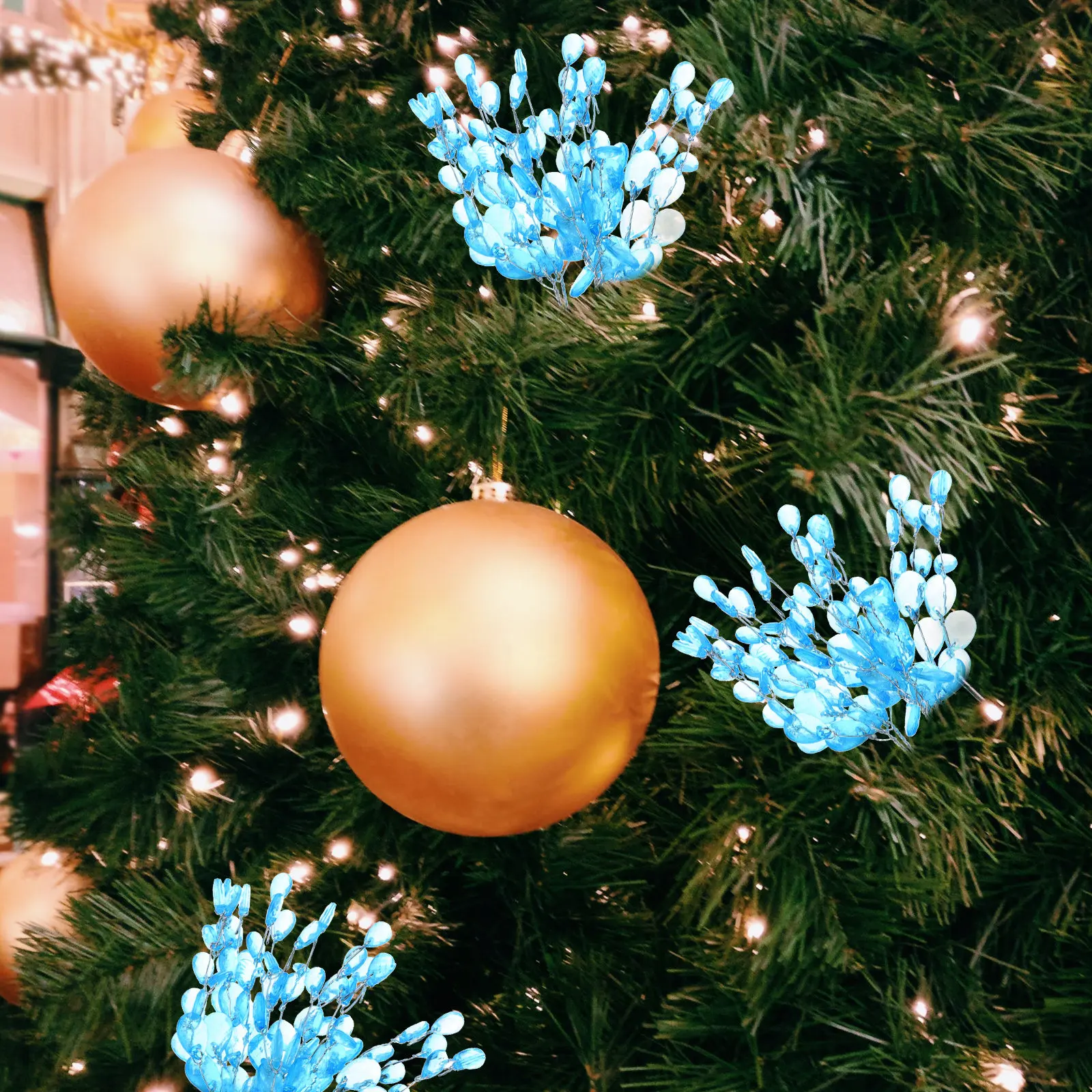 Набор из 50 украшений для елки: ветки в форме капли воды, для праздничного декора, аксессуары для новогодней елки