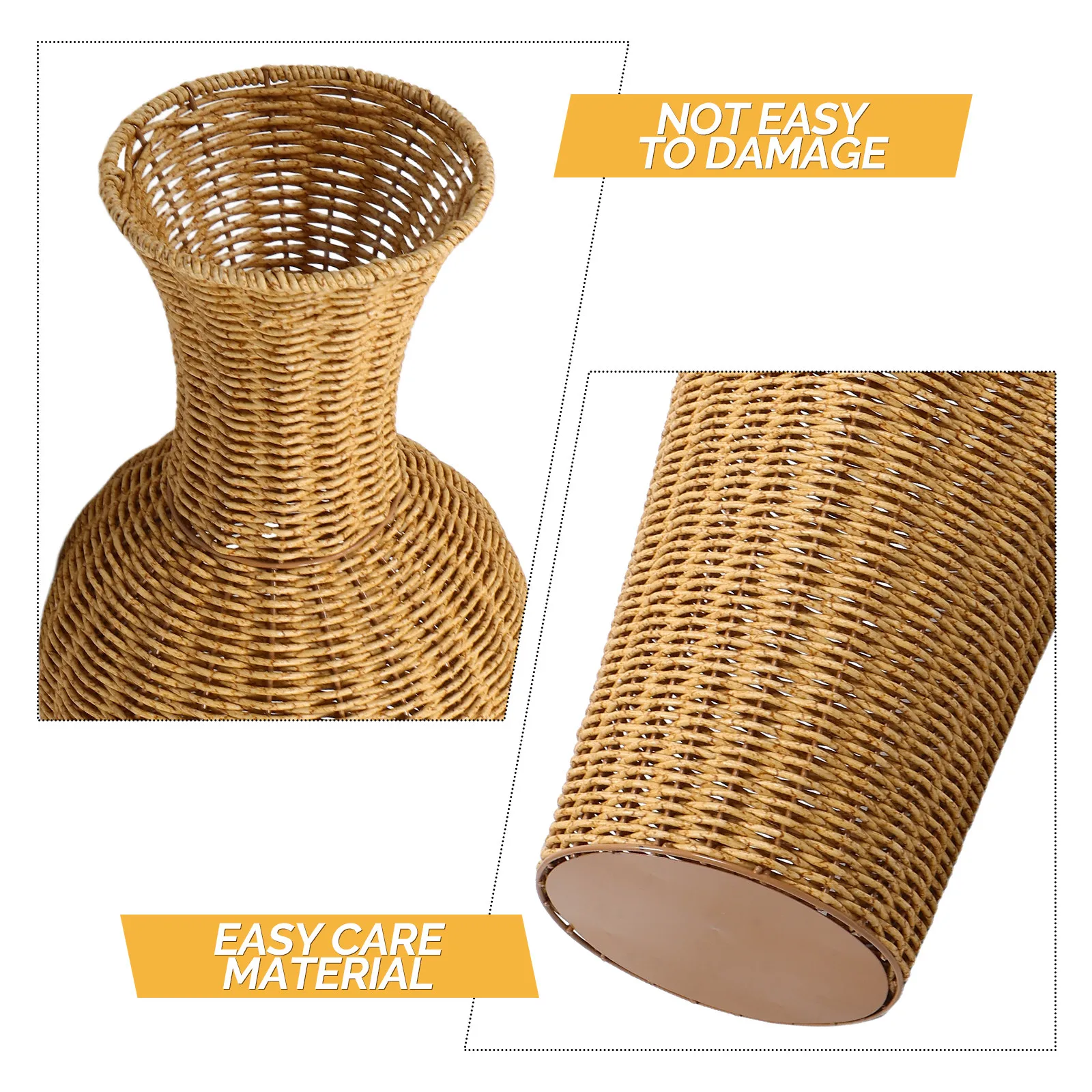 Simulation Rattan Woven Large Flower Vase Tall Floor Vase Rustic Decorative Holder for Dried Flowers Pampas Grass - view 3
