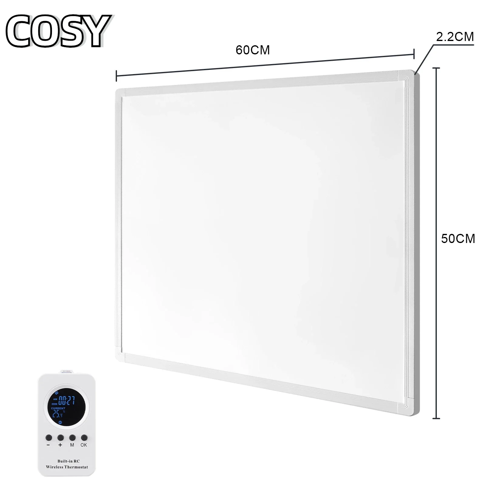 300W 505x595mm EU Winter Home Infrared Heater Panel White Surface Warmer Heating Carbon Crystal Heating Panel Customized Visuals