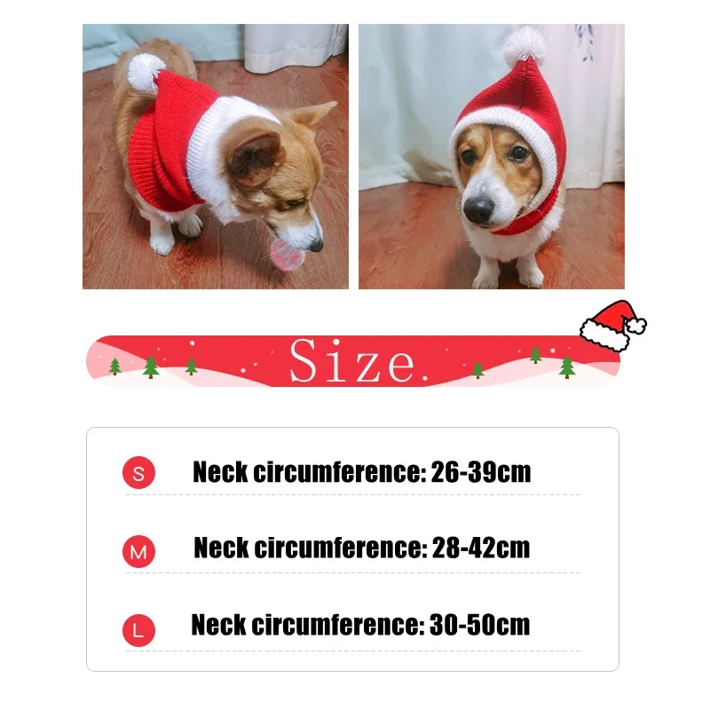 Pet Santa Hat Dog Cats Christmas Knitted Headwear Adjustable Elastic Headwear Cute Pet Costume Christmas Funny Decor