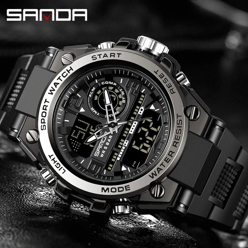 SANDA 6024 2023 Top Brand Men\'s Watches 5ATM Waterproof Sport Military Wristwatch Quartz Watch for Men Clock Relogio Masculino