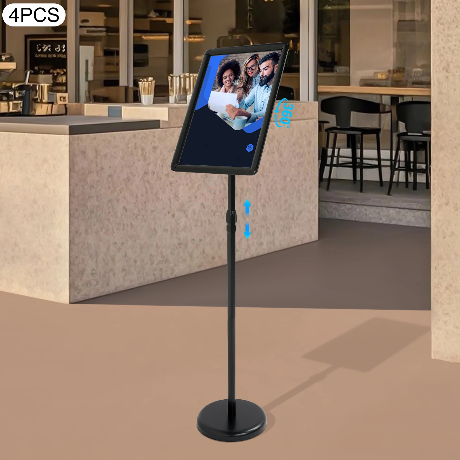 

4 Packs Sign Stands, 85-135cm/33.5-53in Adjustable Floor Standing Sign Holder, Pedestal Poster Stand for Vertical & Horizontal Display for Retail Stores, Exhibitions, Restaurants, Hotels