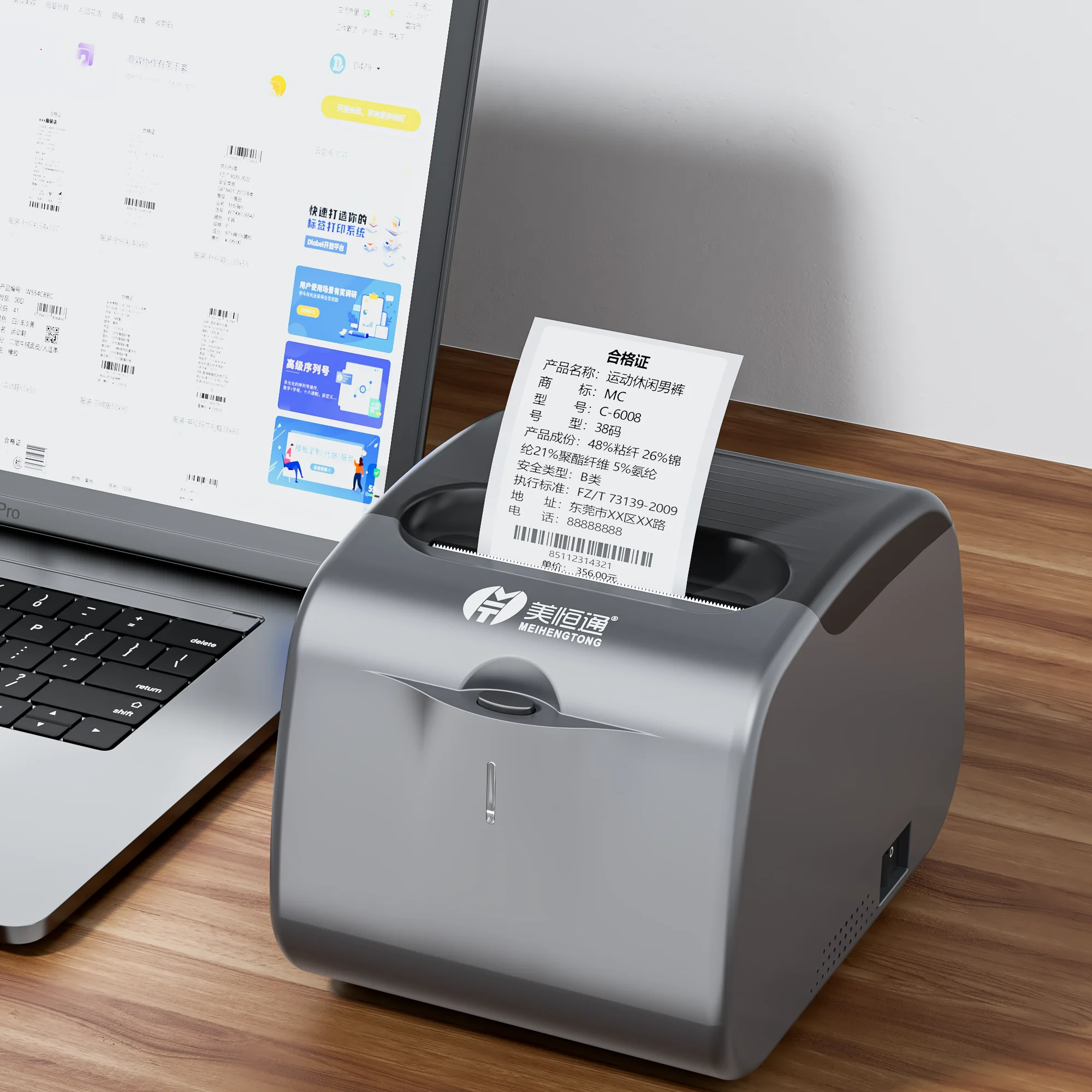 

MHT-L80G Mini Shipping Barcode Label Printer 80mm Portable Printing Sticker Labels Thermal Label Printer