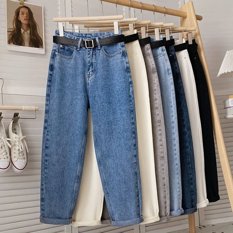 

Vintage Harlem Jeans for Women Summer Thin Style, High Waist, Loose Straight Cut Suitable for Petite Figures Cropped to Show