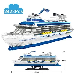 2428Pcs Luxury Cruise Liner Ship Sailing Boat Mini Model Building Blocks DIY Mini Diamond Brick Assembled Toy for Children