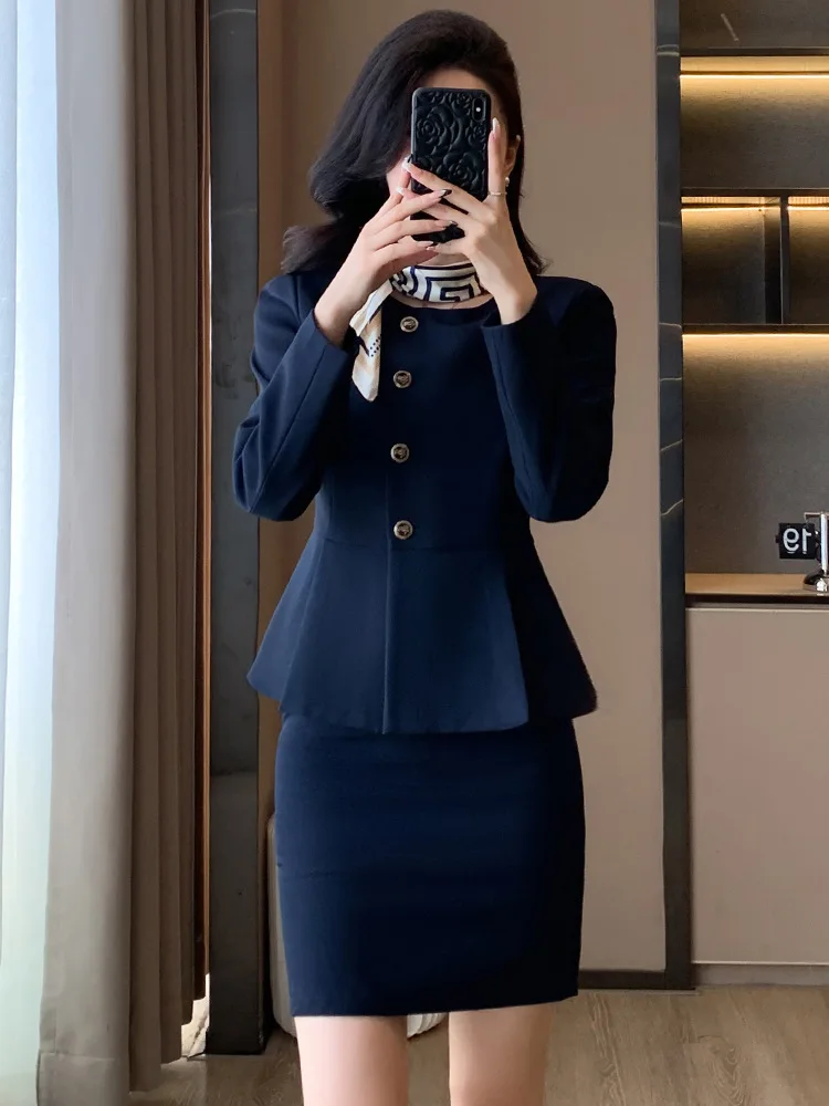 

Women's Professional Suit Set for Spring and Autumn, New Style Hotel Front Desk Manager Skirt Suit, Formal Wear for Beauty Salon