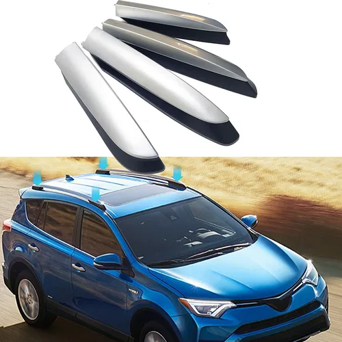 Imagen 1 del producto 4 Uds. Cubierta de riel de portaequipajes para Toyota RAV4 2013-2018, rieles de portaequipajes, tapa de extremo, protección, cubierta Exterior, carcasa en tono plateado