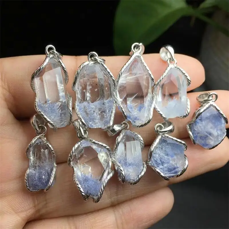 S925 Natural Freeform Dumortierite Carving Jewelry For Pendant Earring Bracelet Reiki Healing Stone DIY Accessories