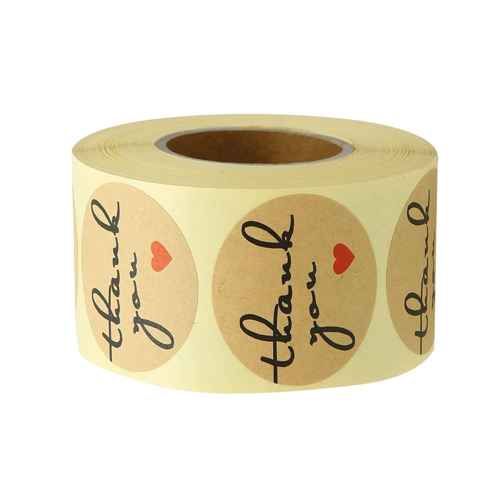 

Thank You Stickers Label Round Christmas Gift Tag Kraft Paper Tags DIY Envelope