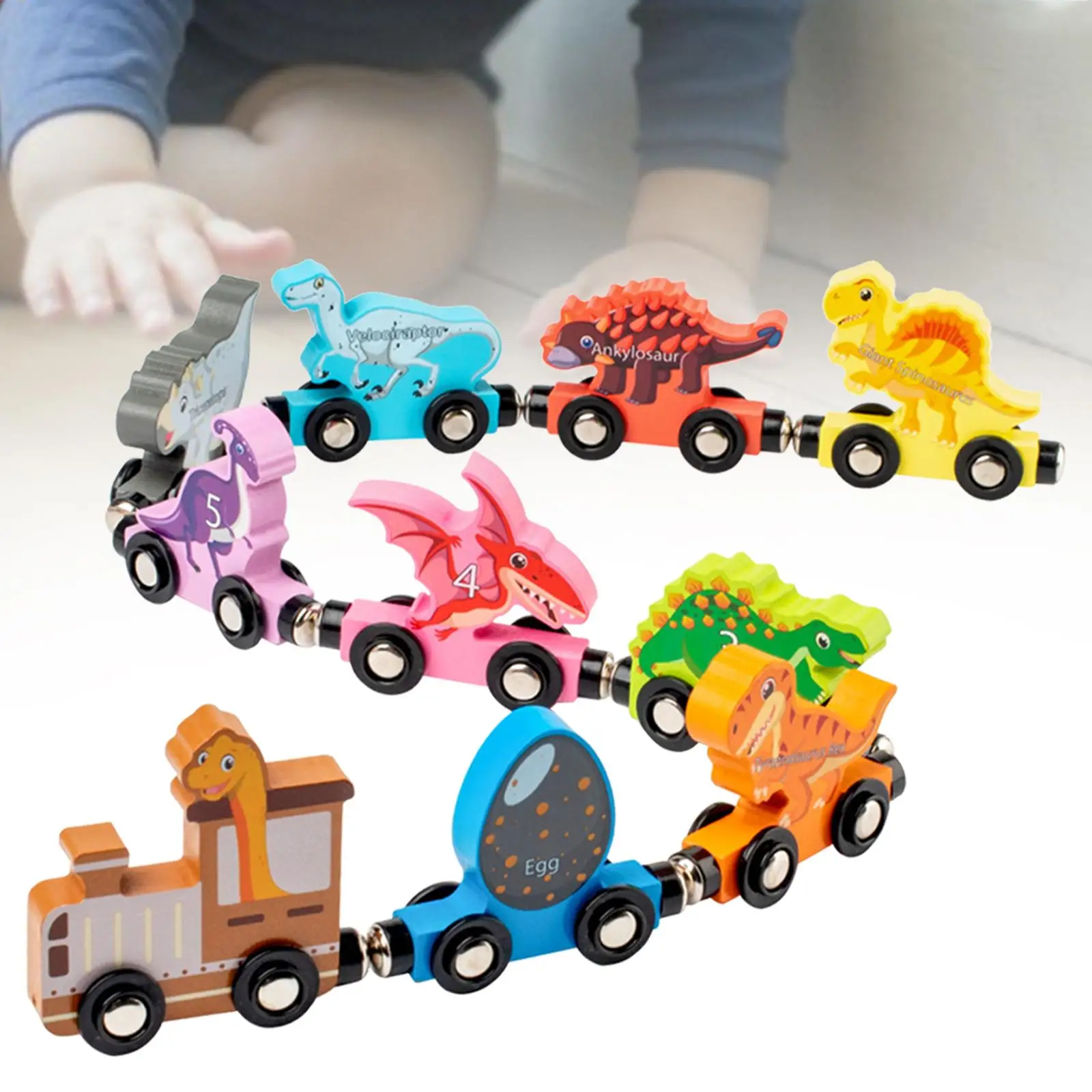 Wooden Train Set Early Learning Fine Motor Skills Toy Stacking Train for Children Kids 1 2 3 Year Old Boys Girls Birthday Gift