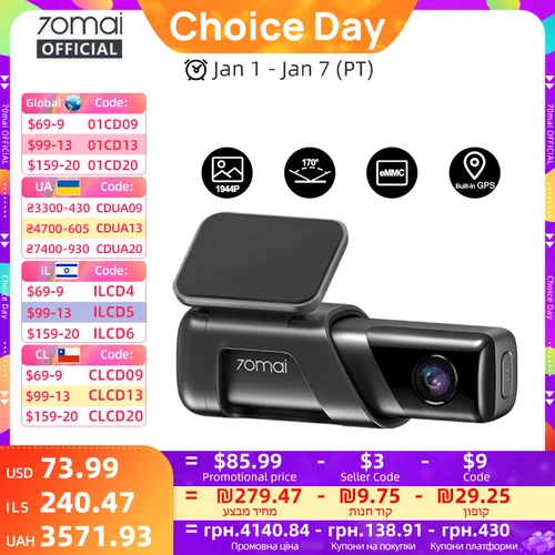 70mai Dash Cam M500 1944P 170FOV 70mai M500 coche DVR cámara de salpicadero grabadora GPS ADAS 24H Monitor de estacionamiento eMMC almacenamiento incorporado