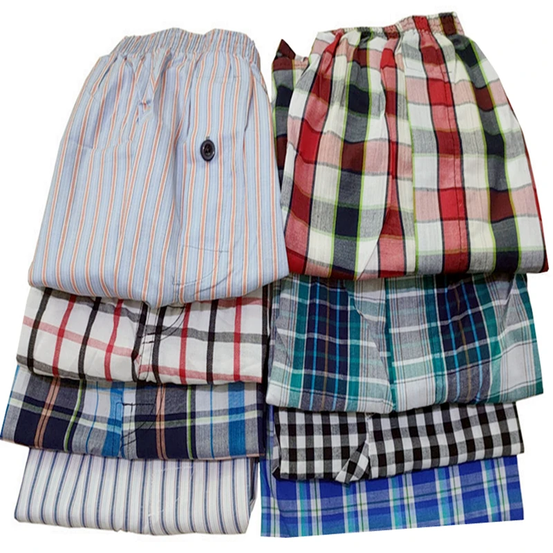 6pcs 6xl 5xl Plus Size Men's Panties 160kg Underpants Men Boxers Man Pack Cotton Loose Mens Underwear Plaid Boxer Shorts For Men