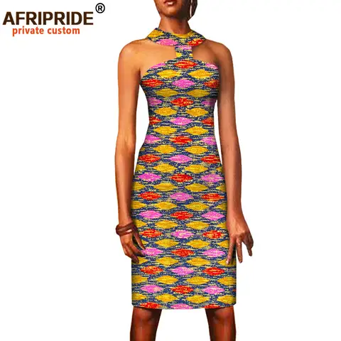 Afrikanska sommarklänningar för kvinnor Ankara-tryck ärmlös casual sexig festklänning bodycon-klänning miniklänning A1825067 8 best sales kvinnor Ankara modeklänning - №8