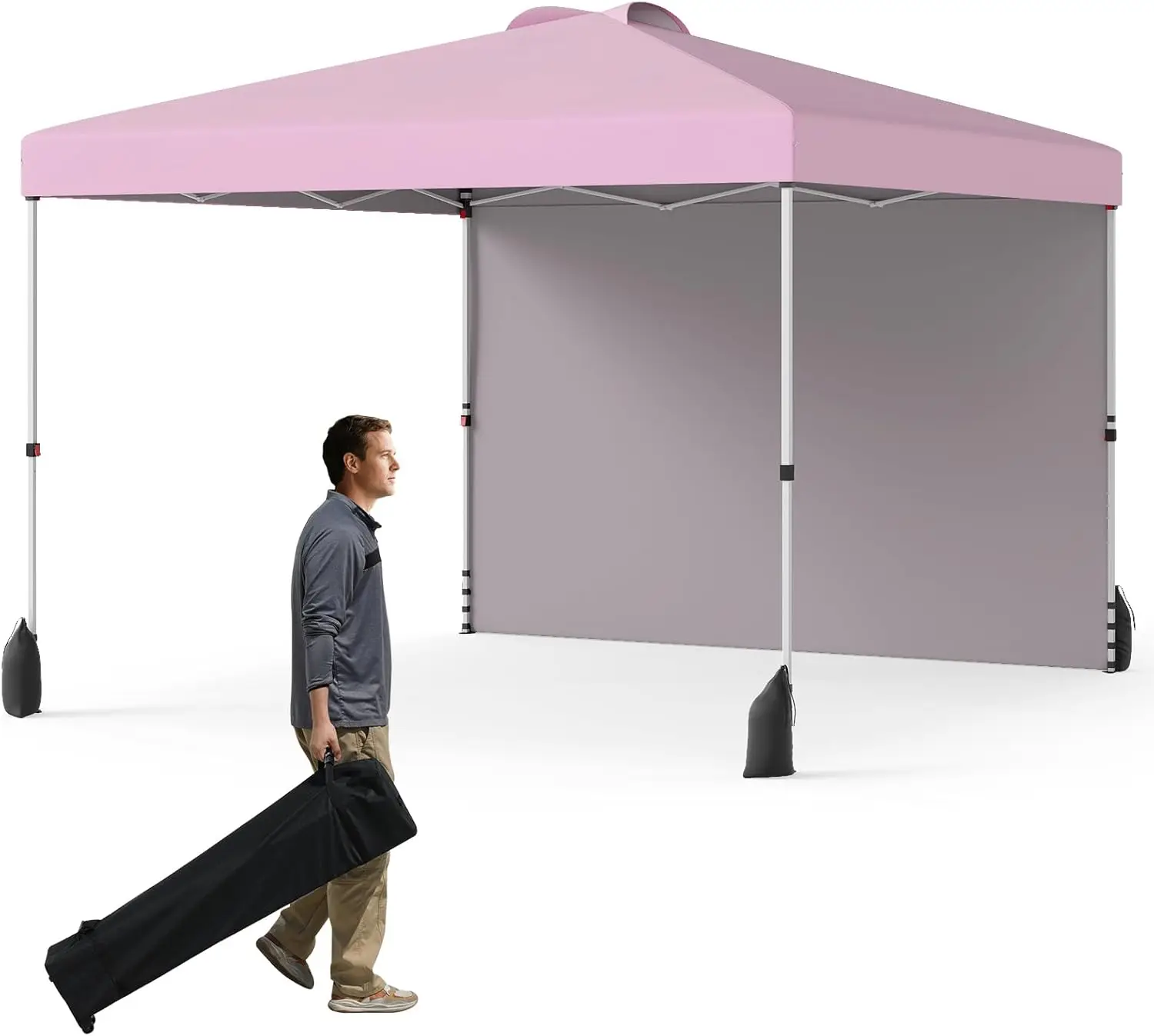 

10x10 FT Pop up Canopy with Sidewall, Easy Setup Outdoor Tent with Wheeled Bag, 4 Sandbags, 4 Ropes, 4 Anchors, 8 Stakes, Ven