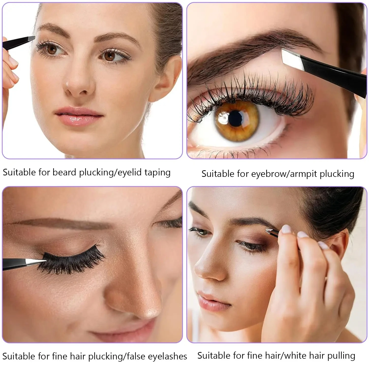 Pince à épiler de précision pour poils du visage pour sourcils, fentes et poils incarnés |   Embouts en acier inoxydable pour un toilettage précis et un soin de la peau