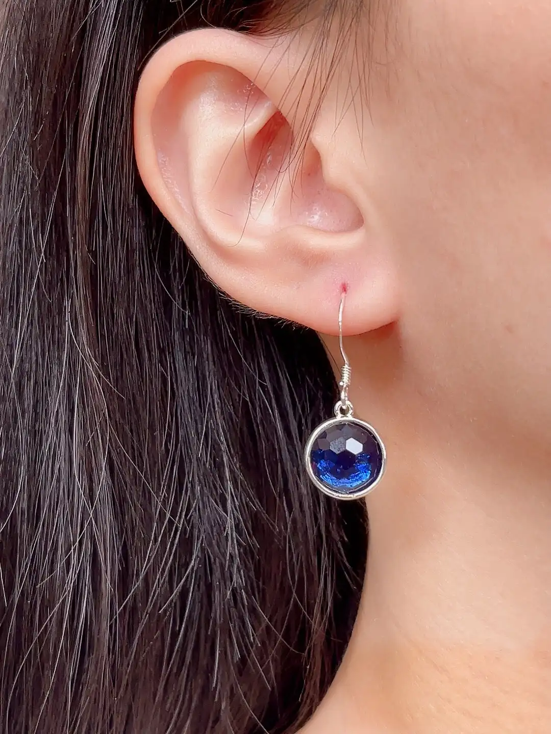 London Blue Crystal Round Drop Earrings