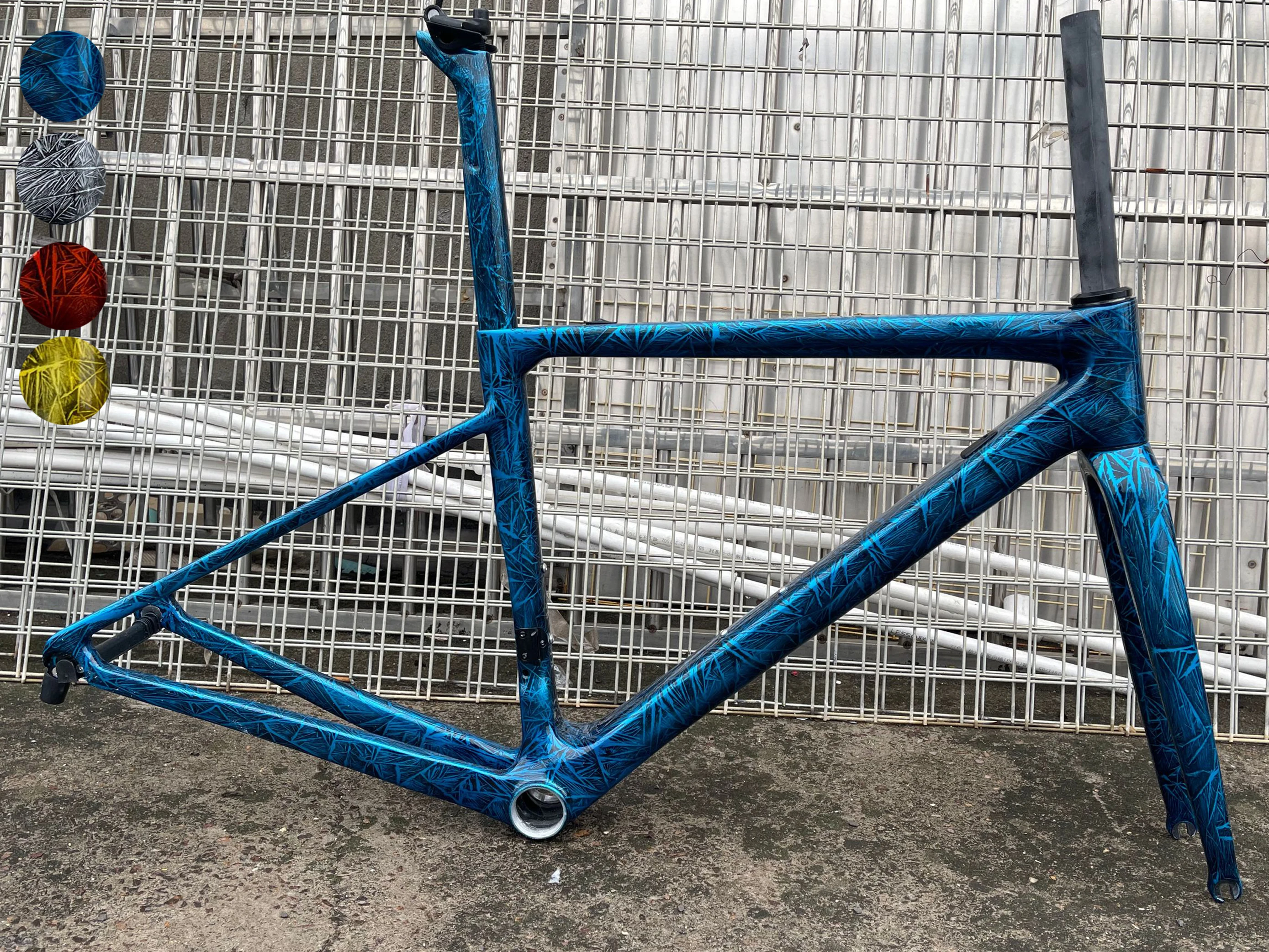 

V3RS Blue Ice Frozen Carbon Frameset Road Texture UD T1000 Bike Bicycle Frame+Fork+Seatpost+Headset+Clamp Colors Grey Gold