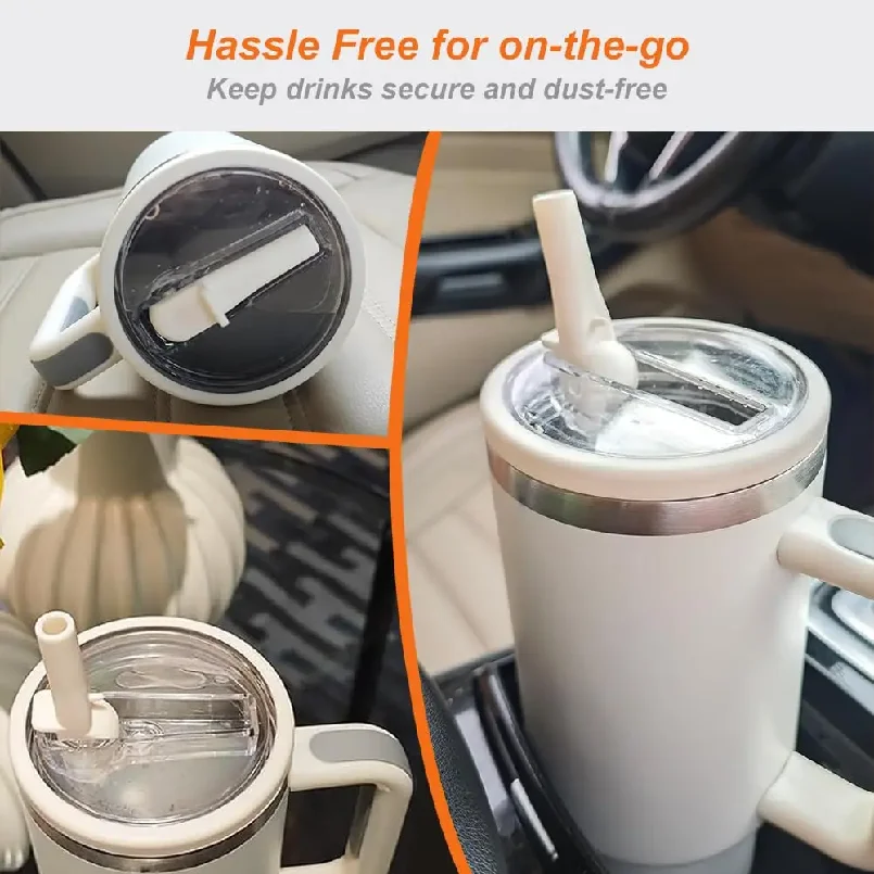 40 oz Replaceable Tumbler Flip Straw Lid for Stanley Cup,Reusable Tumbler Cover, Spill Proof Splash Resistant Tumbler Lids - view 5