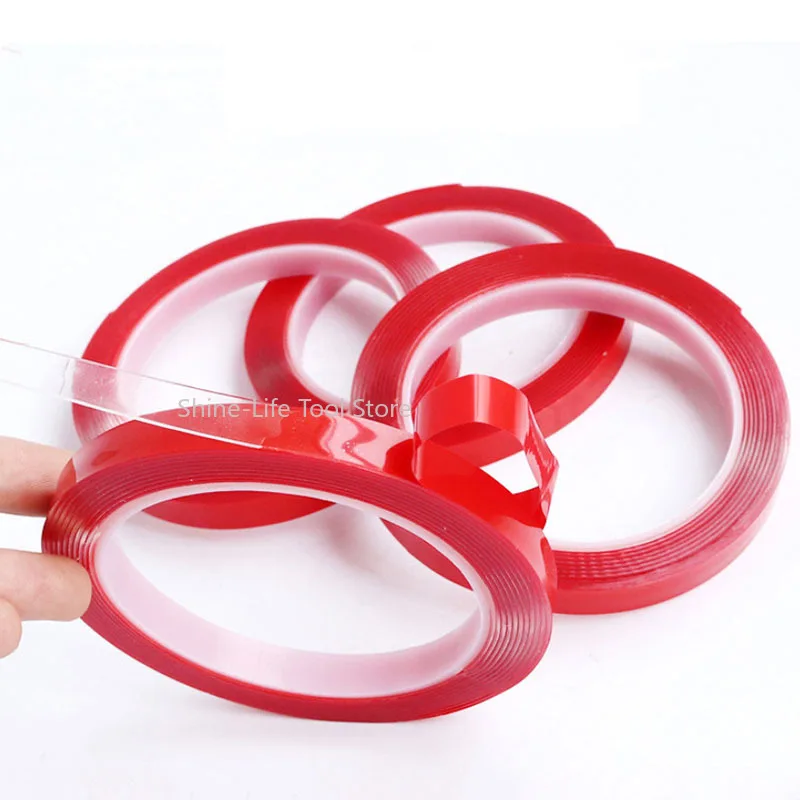 Acrylic Transparent Double Sided Nano Tape  Red Sticker No Traces Adhesive Mounting Tapes Width 5-50mm