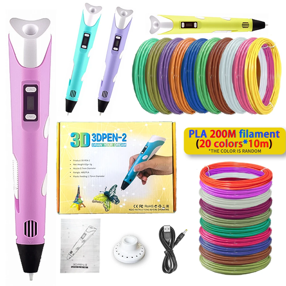 

3D Pen 3D Printing Pen with PLA Filament Charger Drawing Pen Set Creative DIY Art Tools for Kids Birthday Gifts Educational Toys