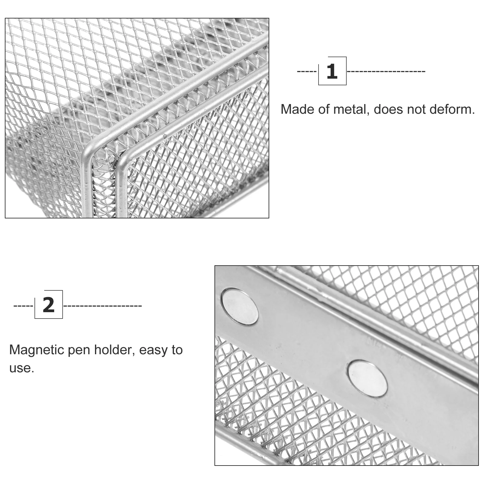 

Magnetic Pen Large Capacity Wire Basket Silver Storage for Refrigerator Magnetic Pencil Holder For Locker Locker Whiteboard