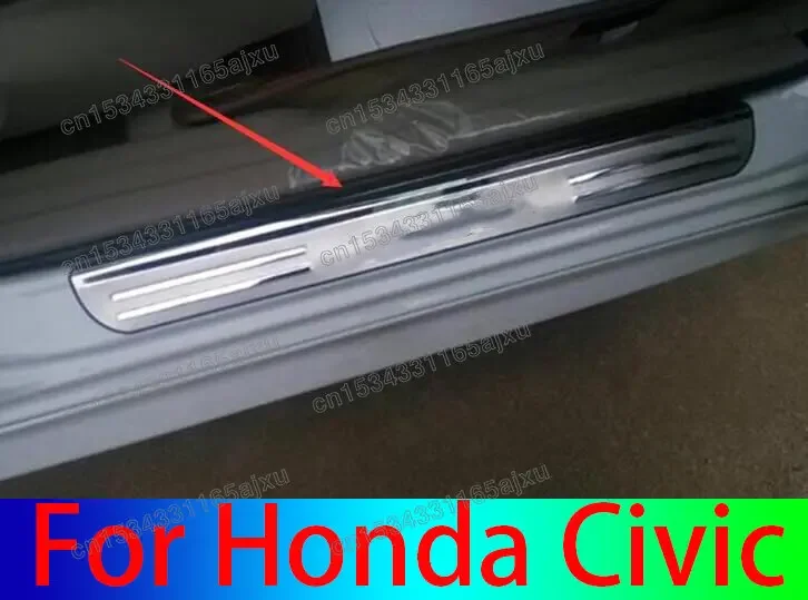 

Door Sill Plate Stainless Guards Threshold Trims Protector Strip Car Sticker Car Accessories For Honda Civic sedan 2007-2015