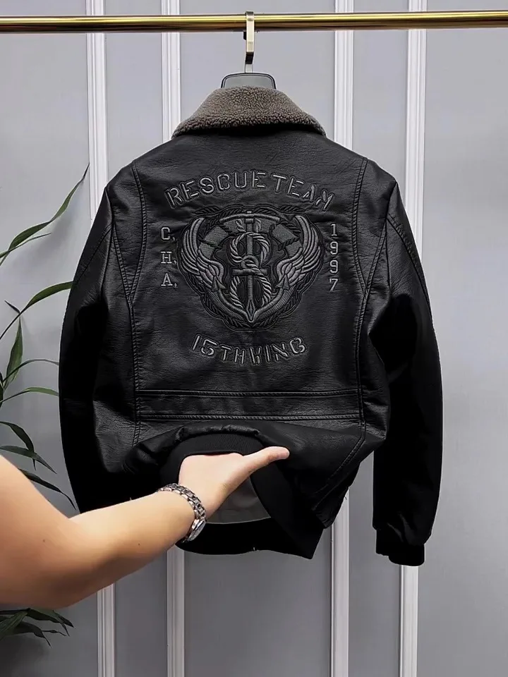 

Мужская куртка-косуха из искусственной кожи с подкладкой, теплая, модная, с воротником-стойкой, осенне-зимняя, высококачественная верхняя одежда, приталенный крой...