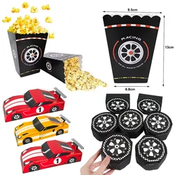 Wheel Race Car Popcorn Box Race Car Birthday Party Decoration Candy Boxes Racing Theme Dinnerware Boys Birthday Party Supplies