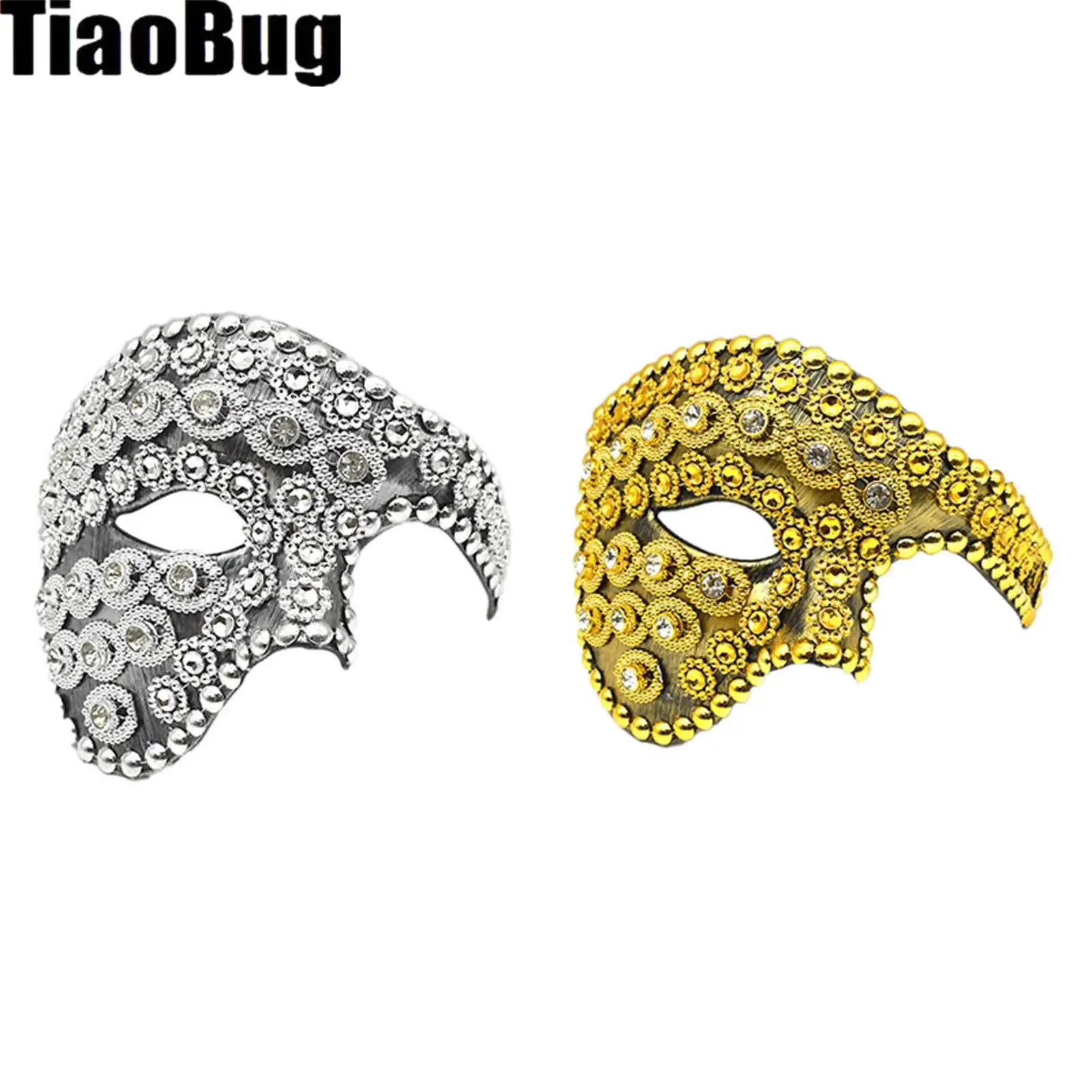 

Men Women Vintage One-eyed Half-face Rhinestones Mask Venetian Mask Opera Mask for Party Mardi Gras Ball