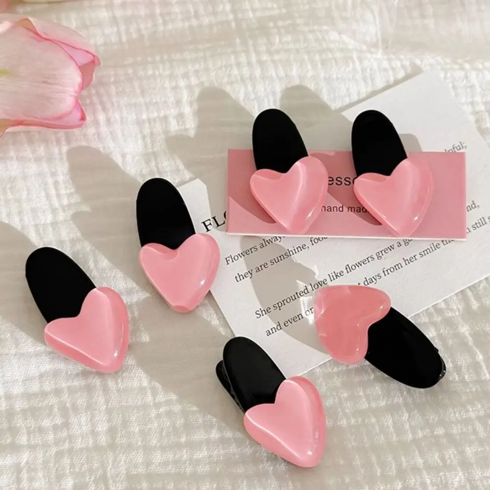 Heart Shape Lovely Hair Clip Simple Pink Hair Accessories Sweet Barrettes Headdress Hair Ornament Cute Hairpin Photograh