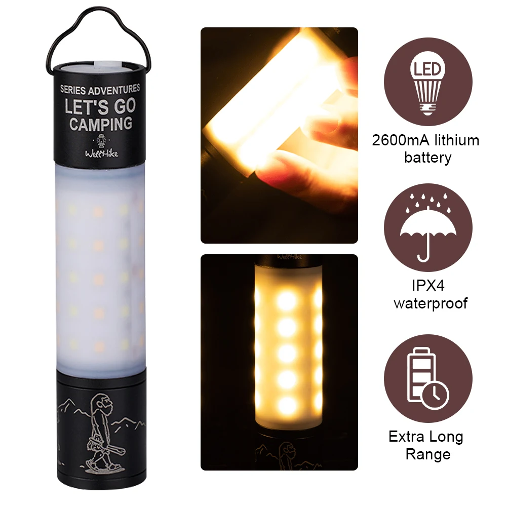 مصباح يدوي فائق السطوع IPX4 مقاوم للماء عالي الطاقة 10 وات مصباح يدوي للطوارئ بنك الطاقة للتخييم في الهواء الطلق والمشي لمسافات طويلة