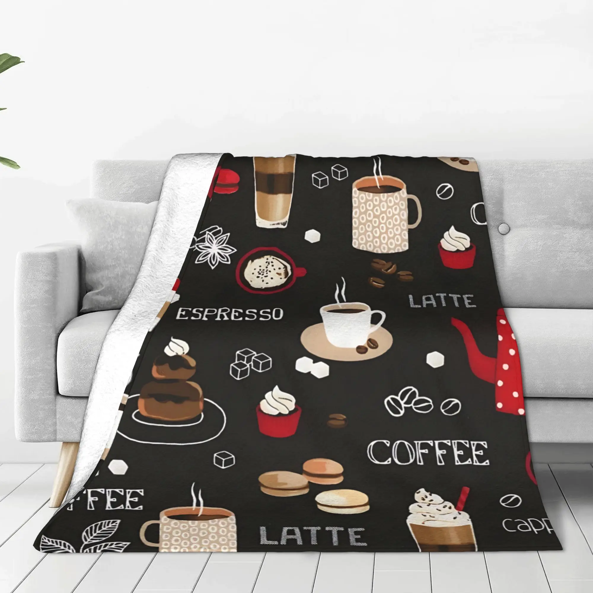 1PC Coffee Aesthetics and Vibes Daily social media Winter Blankets for Adults Bedding Home Interior Sofa Knee Black Friday Deals