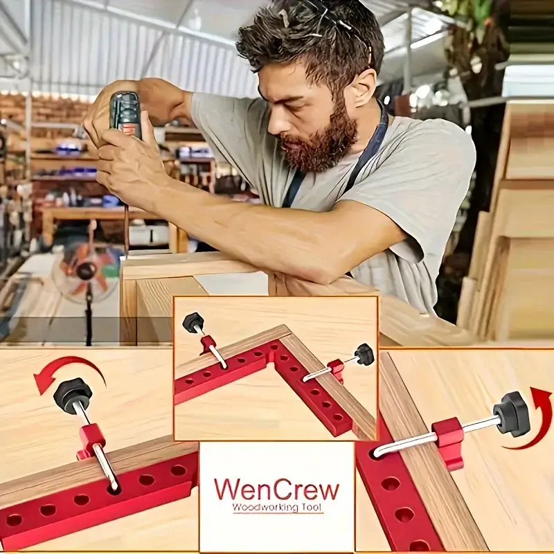 1 Set 90-Grad-Premium-Eckklemmen aus Aluminiumlegierung und Metall für die Holzbearbeitung, Positionierung, feste rechtwinklige Klemme, Handwerkzeug – Detail 4