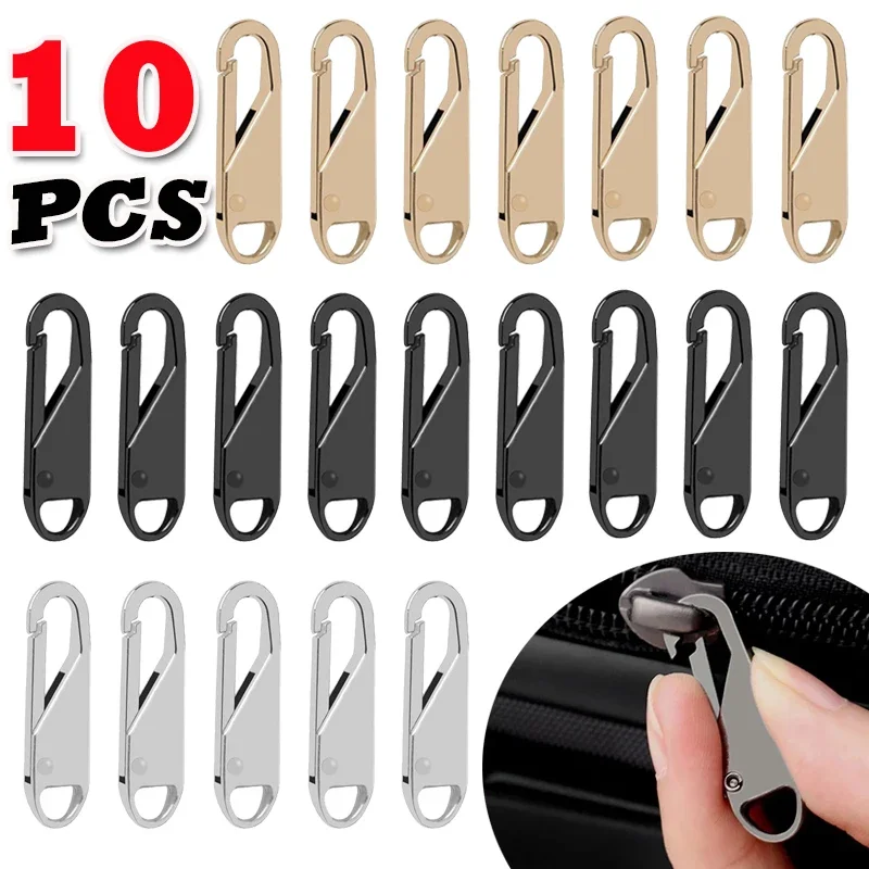 10PCS Zipper Pull Replacement Zipper Slider Puller Instant Repair Bag Bad Buckle Travel Suitcase Head DIY Sewing Craft Tools