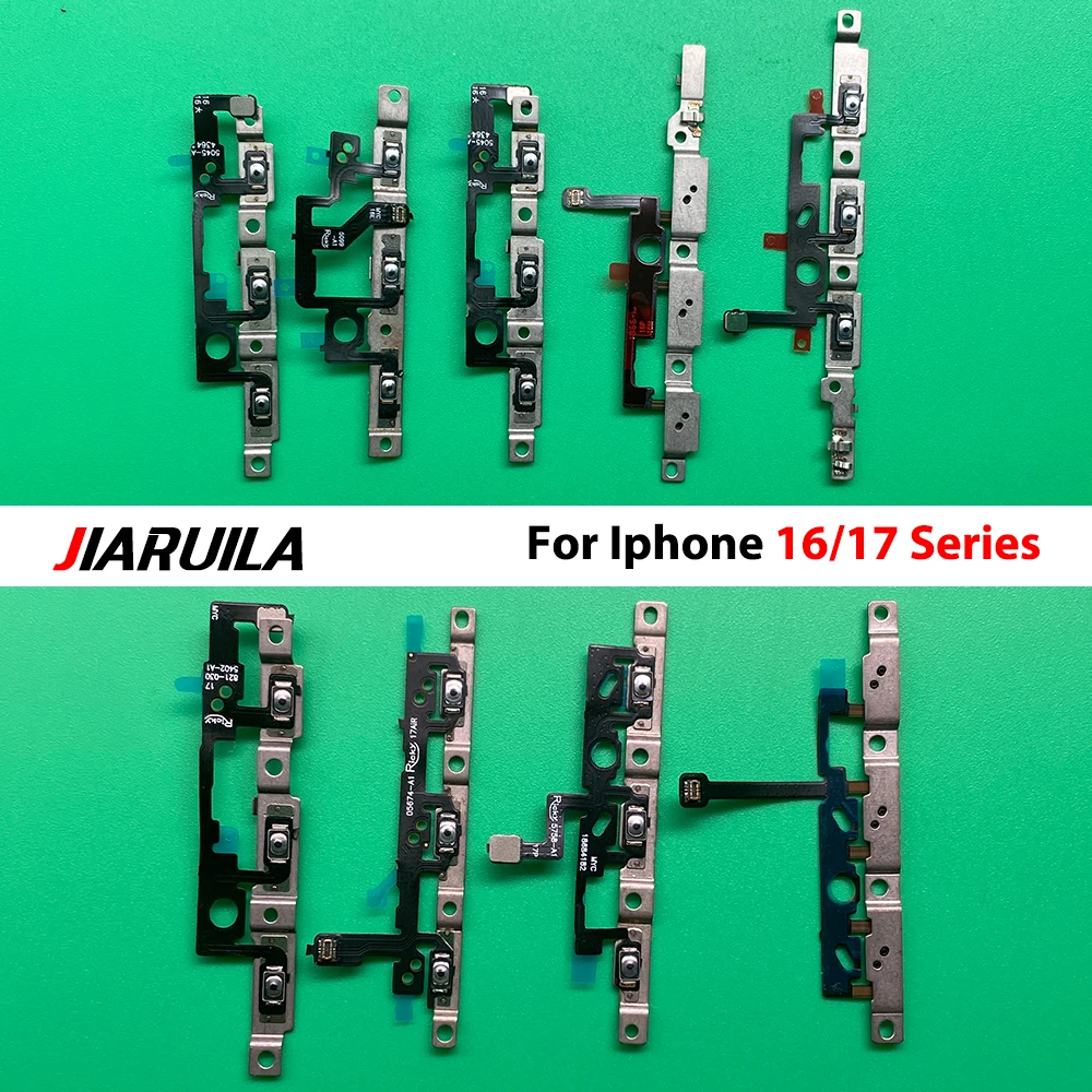 10Pcs, Power & Volume Buttons Key Switch Flex Cable With Metal Material Replacement Parts For Iphone 17 Pro Max 17 Pro 17 Air