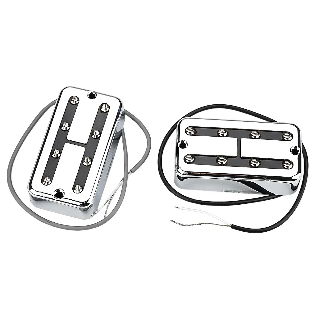 

1X4 String Guitar Pickup Humbucker Pickups Neck Bridge Pickups Set for Bass Electric Guitar Alnico 5 Silver