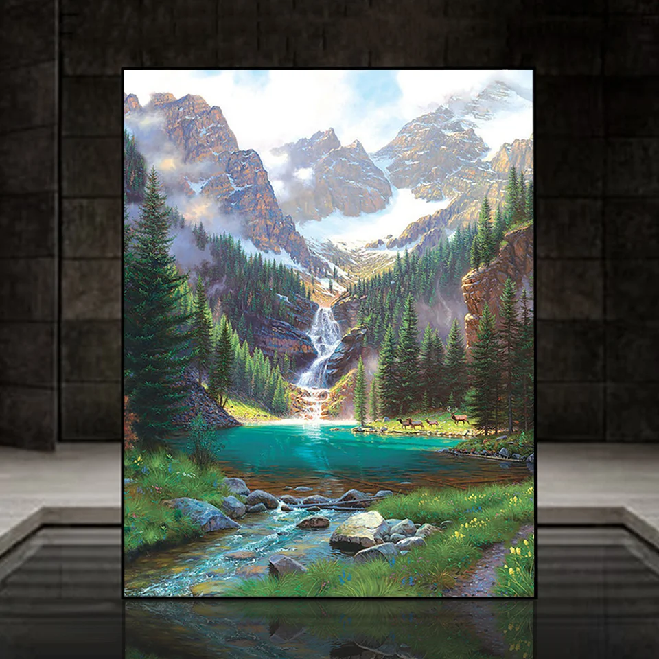 Landscape 5D Diamond Painting Waterfall Scenery Full Sqaure/Round Diamond Mosaic Painting Kits Rhinestone Embroidery Home Decor