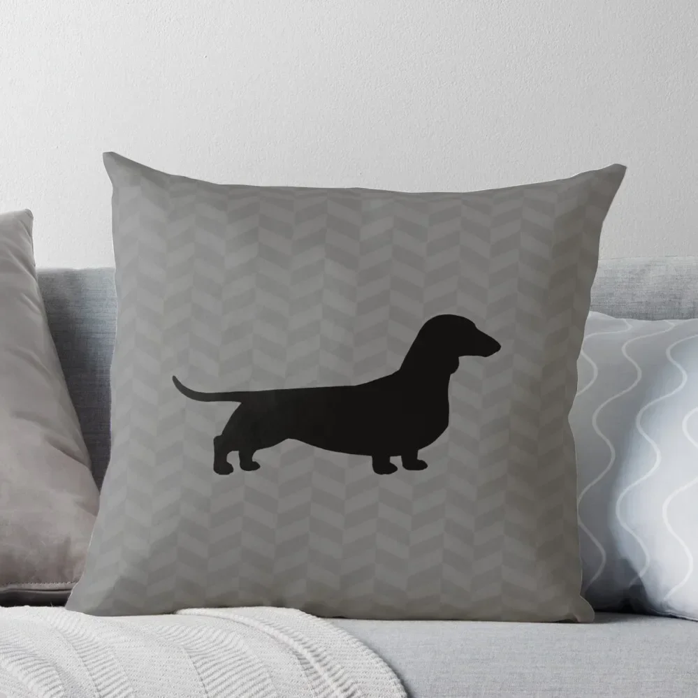 Dachshund Dog Silhouette(s) Smooth Coated Wiener Dog Throw Pillow Christmas Pillow Cases Pillow