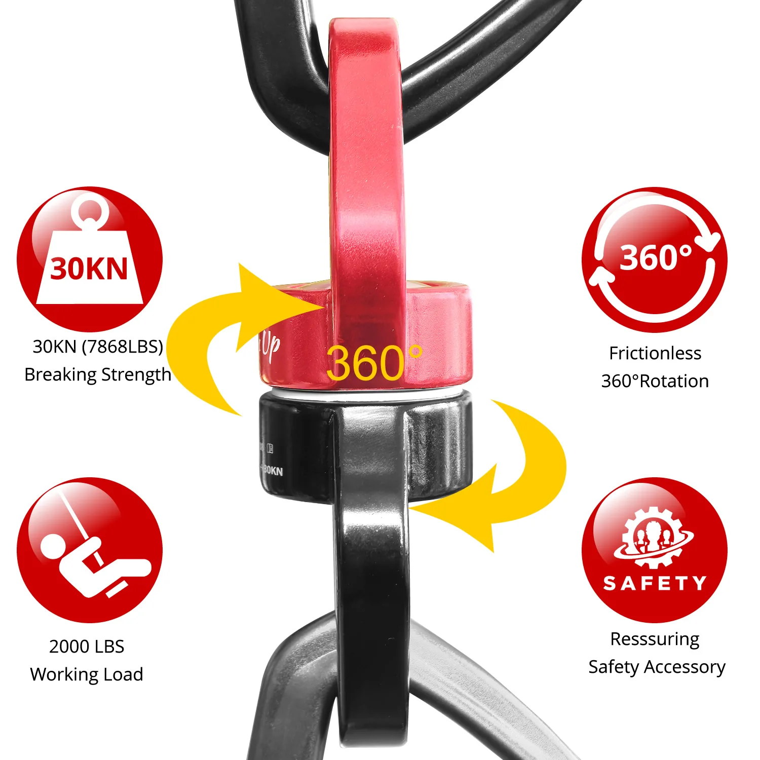 Großhandel 30KN Outdoor Klettern Karabiner Schwenk Stecker Universal Gimbal Ring Yoga Schaukel Hängematte Seil Schwenk Rotation – Detail 2