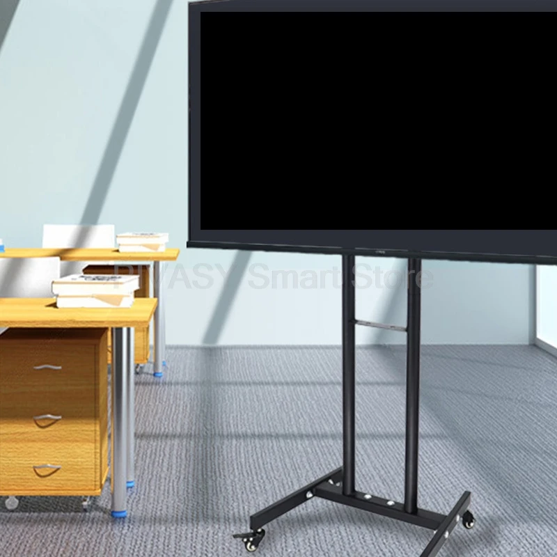 

32-55-дюймовая универсальная напольная мобильная подставка для телевизора, тележка на колесиках с регулируемой высотой и запираемыми колесами, безопасная защита от падения для дома