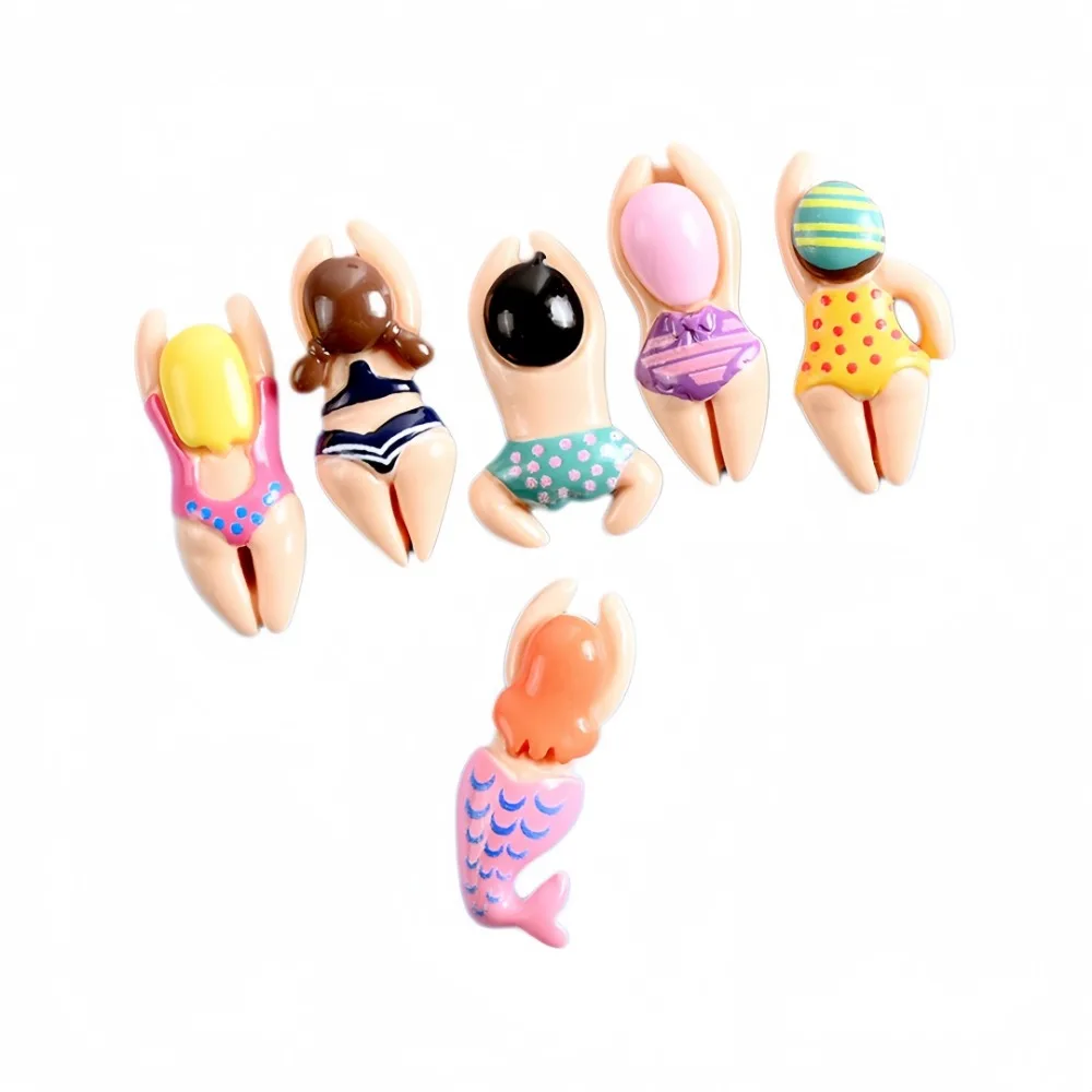 6pcs Cartoon Swimming Figurines Resin Jewelry Accessories for Hair Accessories Holes Shoe Buckles Phone Cases Material Package