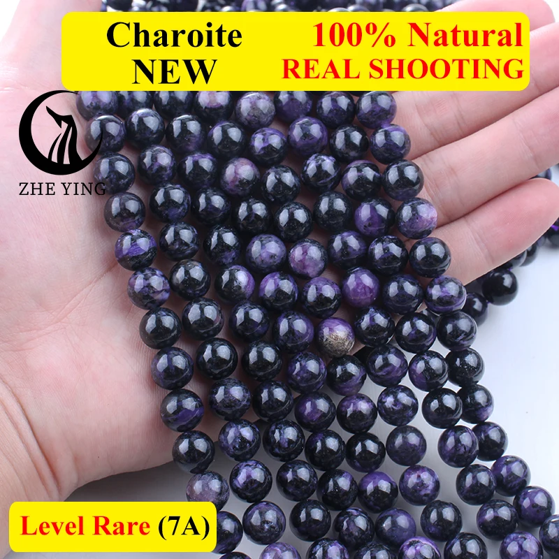 

Zhe Ying New 7A Natural Charoite Gemstone Beads Smooth Round Loose Beads For Jewelry Making Diy Bracelet Necklace Top Quality