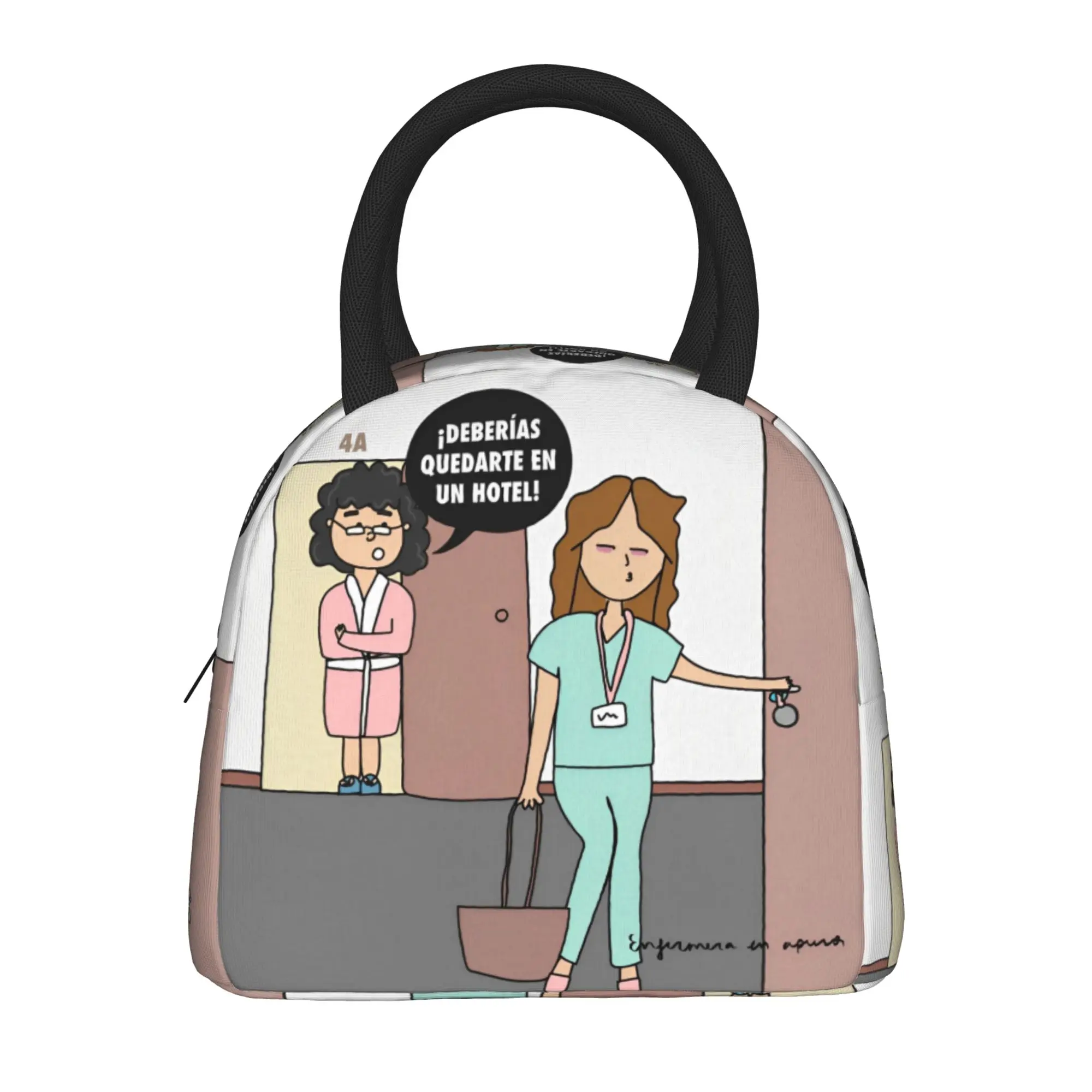 Nurse Enfermera En Apuros Doctor Lunch Bag Portable Lunch Box Unisex Outdoor Picnic Print Cooler Bag Oxford Thermal Lunch Bags