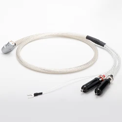 5PIN Din Arm XLR Female to 2RCA Tonearm Cable 7N OCC Silver plated 90 Degree Plug Phono Cable Y Spade Ground Wire